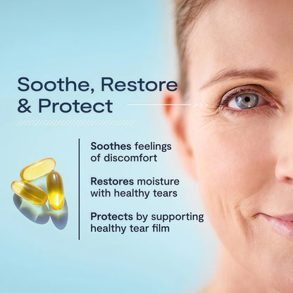 De3 Dry Eye Omega-3 Ultra Pure rTG | 2400 mg EPA & DHA for Dry Eye Support | Burpless Formula | 3 Softgels Per Day | 1-Month Supply